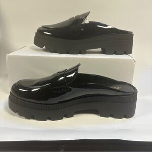 Jessica Simpson Black Patent Lug Sole Loafers Platform Shoes Size 11 NIB